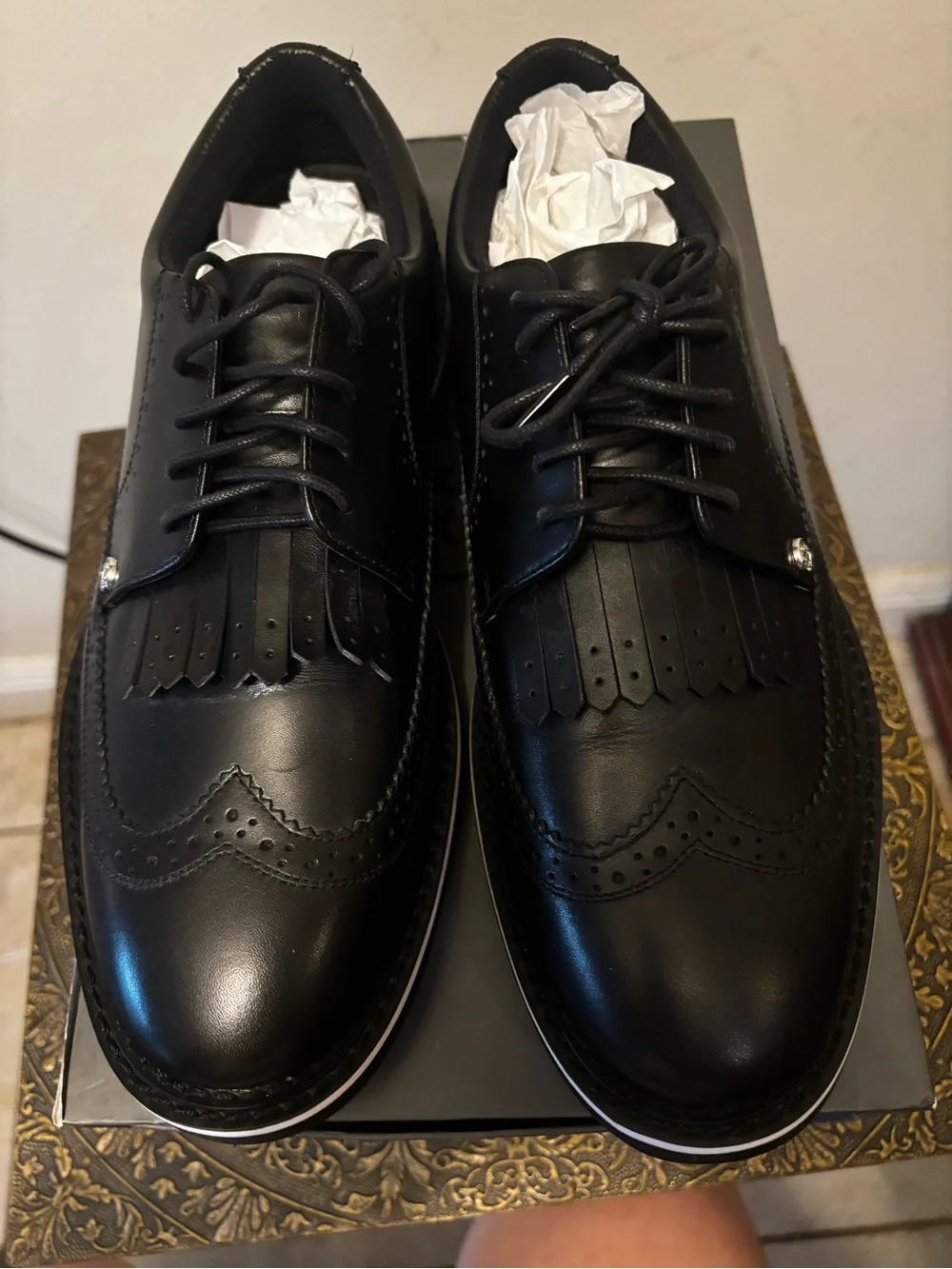 Men’s Black leather G Fore Golf Shoes